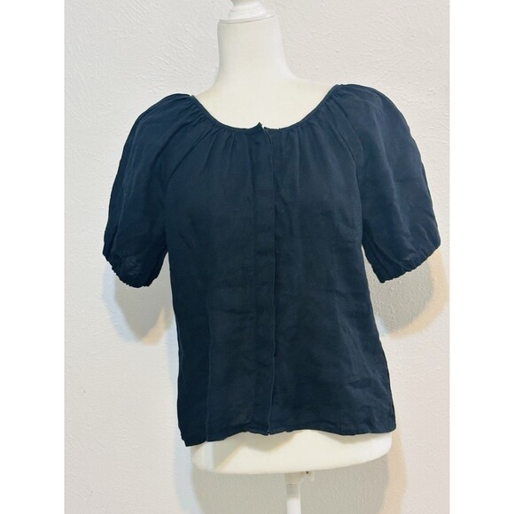 J.Crew Women Size 8 V-Back Linen Button Up Blouse Boho Timeless Closet Staple - Picture 1 of 14